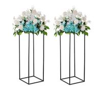 Fiori in Nero Centrotavola Matrimonio Tavoli - 2 Pezzi Vasi a Colonna con Pannello in Metallo Inweder Vaso da Pavimento Alto 80cm Espositore per Fiori Geometrici Halloween Festa Decorazioni Casa