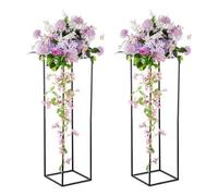 Fiori in Nero Centrotavola Matrimonio Tavoli - 2 Pezzi Vasi a Colonna con Pannello in Metallo Inweder Vaso da Pavimento Alto 100cm Espositore per Fiori Geometrici Halloween Festa Decorazioni Casa