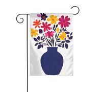 Fiori in un vaso blu semplice bandiera da giardino 30 x 45 cm verticale double face casa colonica vacanze decorazioni esterne bandiera cortile