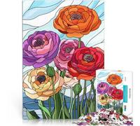 Fiori in vetro colorato Puzzle 1000 pezzi per adolescenti Giocattoli che creano dipendenza e sfidano l'intelligenza del cervello Regalo di compleanno, regali 38x26cm