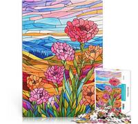 Fiori in vetro colorato Puzzle da 1000 pezzi per adulti Giocattoli che creano dipendenza e sfidano l'intelligenza del cervello Interazione genitore-figlio 38x26cm