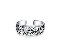Fiori intagliati Vortice ritagliato Filigrana Midi Band Toe Ring per le donne .925 Argento Sterling Mid Finger regolabile