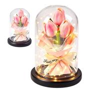 Fiori intramontabili nella cupola di come romantica decorazione da | Con luce a LED e un bouquet di fiori secchi per donne, mogli, fidanzate, per San Valentino e compleanno