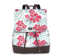 Fiori invernali rossi e blu,Zaino da donna, impermeabile, leggero, in pelle PU, alla moda, da viaggio