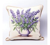 Fiori Kit Mezzo Punto Ricamo Lavanda In Un Vaso Kit Uncinetto Per Principianti Adulti Ricamo Uncinettos Set Fai Da Te Copricuscini Kits 17x17in