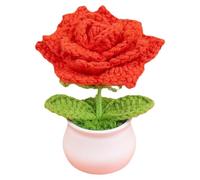 Fiori lavorati a maglia,Vaso all'uncinetto | Piante in vaso all'uncinetto Fiori a maglia | Decorazioni da scrivania all'uncinetto con fiori colorati sfumati per mamma, moglie, compleanno, l