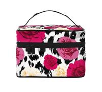 Fiori leopardati colorati, borsa da viaggio per il trucco da donna, grande organizer per cosmetici