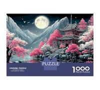 Fiori montagna fiume 1000 Piece Precise Interlocking Pagoda luna Jigsaw for Teens Digital Detox Frameable Puzzle Stay at Home Fun Limited Edition 52x38cm/1000pcs