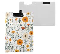 Fiori Narciso Girasole Farfalle Bianco Appunti Cartella Orizzontale e Verticale Doppia Clip Board con Copertina Rigida Clipfolio Office Binder Forniture