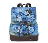 Fiori non ti scordar di me ad acquerello,Zaino da donna, impermeabile, leggero, in pelle PU, alla moda, da viaggio
