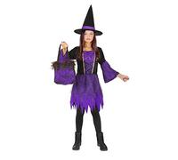 FIORI PAOLO - Strega della Notte costume travestimento bambina (Taglia 5-7 anni) con borsa lusso in pizzo