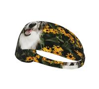 Fiori per cani Border Collie felici,Fascia elastica per capelli multiuso unisex, fascia antisudore sportiva