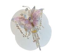 Fiori Per Capelli Donna - Fermaglio Per Capelli Orientale Con Brillantini - Fiocco Lucido in Seta Rosa Copricapo Fatato per Ragazze Danza Sposa Spiaggia Vacanza Cosplay Matrimonio Scuola