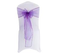 Fiori per sedie, Bows Chair Cover Sash,Chair Sashes Organza Bow Tie Ribbon Knot Cover Seat Back Belt for Hotel Banquet Country Wedding Party Event Dining Decoration-Red