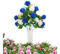 Fiori per tomba - Bouquet da 45,7 cm, in seta artificiale, commemorativo, resistente alle intemperie, per donne, uomini, veterani professionisti, giorno, giardino, cimitero, parco, tributo sulla
