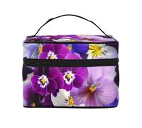 Fiori primaverili di Pasqua con viola del pensieroBorsa per il trucco, borsa cosmetica portatile per donna - Organizer da viaggio per cosmetici, regalo per momenti speciali