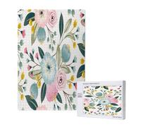 Fiori primaverili floreali, adorabili blu, rosa, foglie verdi, colori dolci,Puzzle in legno da 1000 pezzi per adulti e adolescenti