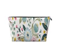 Fiori primaverili floreali Bellissimi colori dolci della foglia verde rosa rosa blu, Borsa da toilette Borsa per trucco Borsa per cosmetici Borsa da toilette da viaggio portatile