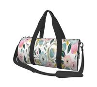 Fiori primaverili floreali Bellissimi colori dolci della foglia verde rosa rosa blu, Borsone da viaggio di grande capacità Borsa rotonda Borsa da viaggio sportiva Borsa da viaggio Borsa da fitness