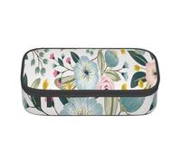 Fiori primaverili floreali Colori dolci della foglia verde della rosa rosa blu adorabile, Astuccio per matite, Astuccio per matite Astuccio per penne a matita di grande capacità Borsa per cosmetici