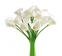 Fiori realistici di calle in poliuretano per centrotavola per matrimoni, vasi per la casa e composizioni decorative con steli facili da piegare (bianco)