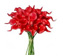 Fiori realistici di calle in poliuretano per centrotavola per matrimoni, vasi per la casa e composizioni decorative con steli facili da piegare (rosso)