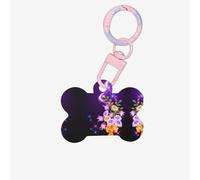 Fiori romantici chiari che stampano l'ornamento acrilico dell'osso del cane, medagliette per cani Ornamento personalizzato dell'animale domestico, Tag identificativi a forma di osso della