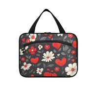 Fiori romantici rossi e bianchi per San Valentino Borse da viaggio da appendere per le donne con gancio, borse da toilette da appendere alla moda firmate per il viaggio Must Haves Viaggio organizador