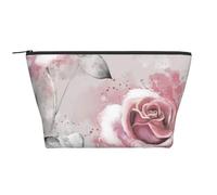 Fiori rosa Acquerello floreale rosa grigio foglie Splash, Borsa da toilette Borsa per trucco Borsa per cosmetici Borsa da toilette da viaggio portatile