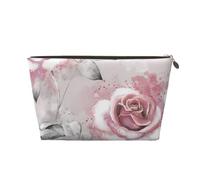 Fiori rosa acquerello floreale rosa grigio foglie Splash, Borsa per il trucco Borsa per cosmetici Borsa da toilette da viaggio portatile Borsa da toilette