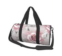 Fiori rosa acquerello floreale rosa grigio foglie Splash, Borsone da viaggio di grande capacità Borsa rotonda Borsa da viaggio sportiva Borsa da viaggio Borsa da fitness