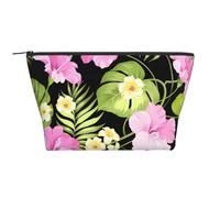 Fiori rosa tropicali e palme della giungla, Borsa da toilette Borsa per trucco Borsa per cosmetici Borsa da toilette da viaggio portatile