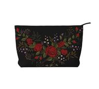 Fiori Rose Westernch, Borsa per cosmetici in velluto a coste Borsa per il trucco Borsa da viaggio portatile