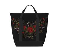 Fiori Rose Westernch,Borsa porta pranzo grande capacità isolata per donne e uomini, lavoro, picnic, viaggi