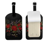Fiori Rose Westernch,Etichette per bagagli in pelle PU, etichette per bagagli resistenti da viaggio, 2 pezzi