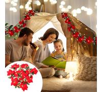 Fiori rossi artificiali corona lampada a corda appesa ghirlanda con luci