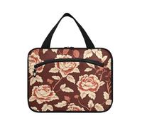 Fiori rossi di San Valentino appesi grandi borse cosmetiche per le donne con gancio, borsa per il trucco essenziale di design per crociere di viaggio crociere kit de para Mujer L
