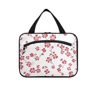 Fiori rossi schiacciati appesi borse cosmetiche per le donne da viaggio con gancio, borse per il trucco per accessori da viaggio per le donne zaino in spalla bolso de Mano para Hombre L