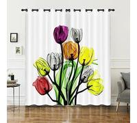 Fiori Rosso Porpora Gialli Tende Oscuranti 3D Tende Oscuranti Con Occhielli Tende Termiche Isolanti Coprente Opache Con Anelli Per Finestre E Balconi Interni Salone Cameretta 2 Pezzi 220 X 2-9W9R+N2N