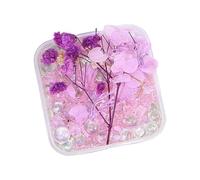 Fiori secchi confezionati in resina, facili da usare, miscelati con ciottoli e perline, composizione floreale versatile conservata con accenti decorativi e perline