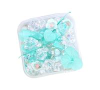 Fiori secchi confezionati in resina sintetica facili da usare, mescolati con ciottoli e perline, composizione floreale versatile conservata con accenti decorativi e perline