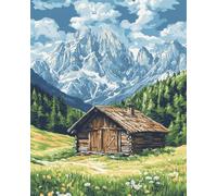 Fiori selvatici della foresta Kit Gancio di Chiusura Tappeto,Piccola casa sotto la montagna innevata,Tappeto Annodare DIY Creativo,Uncinetto Kit Arazzo,Fabbricare Tappeti a Punto Croce,90x120cm