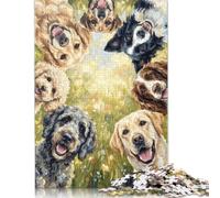 Fiori selvatici di cani felici Puzzle in Legno 1000 Pezzi, Gioco Puzzle