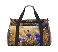 Fiori selvatici e fiordalisi Daisies1 stampa bagaglio a mano per donne uomini borsa a tracolla weekender per yoga viaggio must-have, nero, Taglia unica