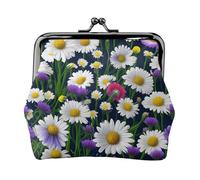 Fiori selvatici e fiordalisi margherite stampate microfibra PU portafoglio in pelle PU bacio blocco mini sacchetto per rossetto chiave cambiamento organizzazione