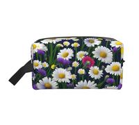 Fiori selvatici e fiori di fiordaliso margherite borse cosmetiche per le donne piccola borsa per il trucco per la borsa del trucco del sacchetto di trucco borsa di viaggio con, Fiori selvatici e
