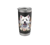 Fiori selvatici estivi per cani West Highland White Terrier Westie Bicchiere termico in acciaio inox doppia parete