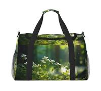 Fiori selvatici Uccelli Foglie Rami Stampa 3 Bagagli a mano per Donne Uomini Borsa a Tracolla Weekender per Yoga Viaggi Must Haves, nero, Taglia unica