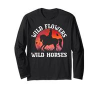 Fiori selvatici - Wild Horses Tramonto Cowgirl Tramonto Sud Tramonto Maglia a Manica