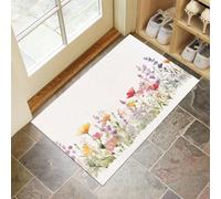 Fiori Selvatici Zerbino Trappola Sporco, Tappetino Antiscivolo Lavabile In Lavatrice, Stile Country Francese, Zerbino D'Ingresso Soft Comfortable Per Cane, Ingresso, Port, 60 X 90 Cm Bianco